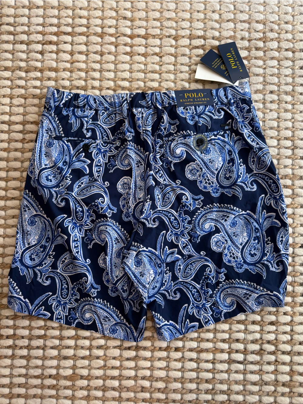 Ralph Lauren Navy and Light Blue Paisley Hybrid Shorts